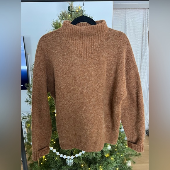 Women’s MADEWELL Dillon Mockneck Pullover Heather Cumin* Sweater - Picture 2 of 6